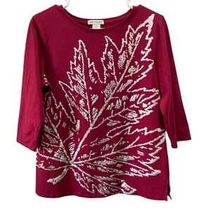 Rebecca Malone Red & Silver Shirt Size Small